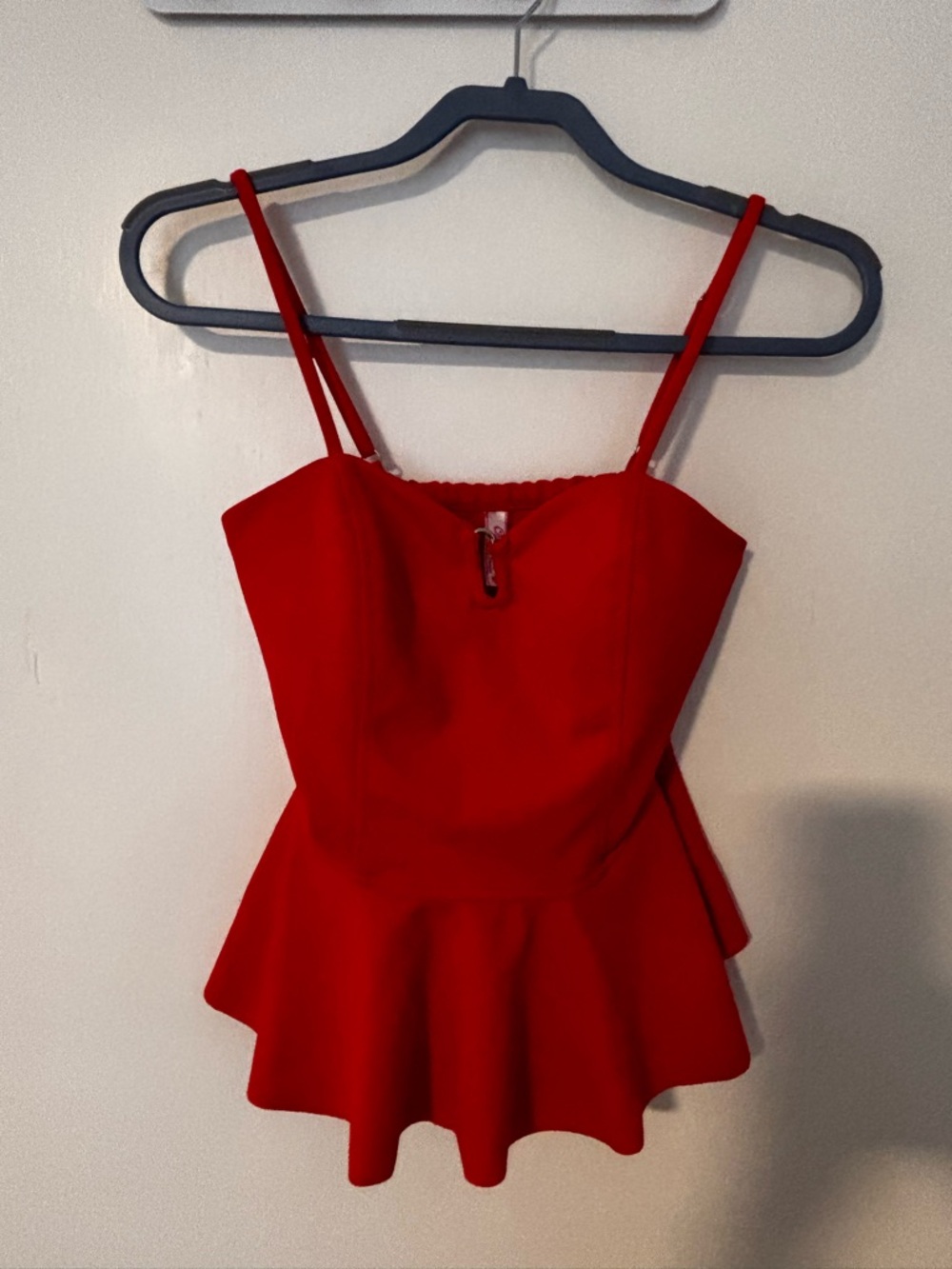 Red Peplum Camisole with Spaghetti Straps